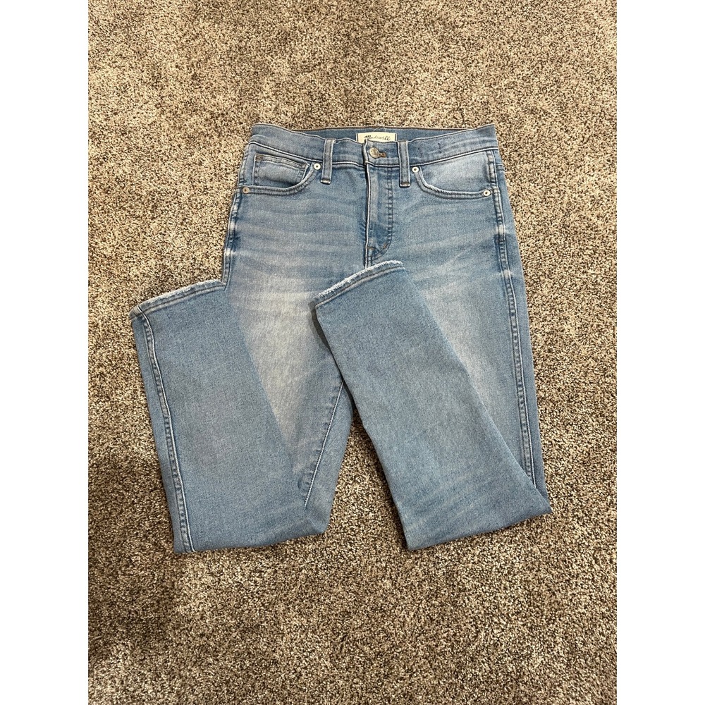 Madewell 10 High-Rise Skinny Crop Jeans Blue Denim Size 26 Raw Hem‎